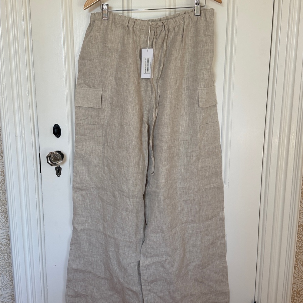 Reformation Ethan Linen Pant in Oatmeal